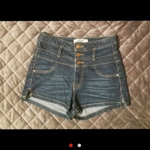 High-waisted jean shorts